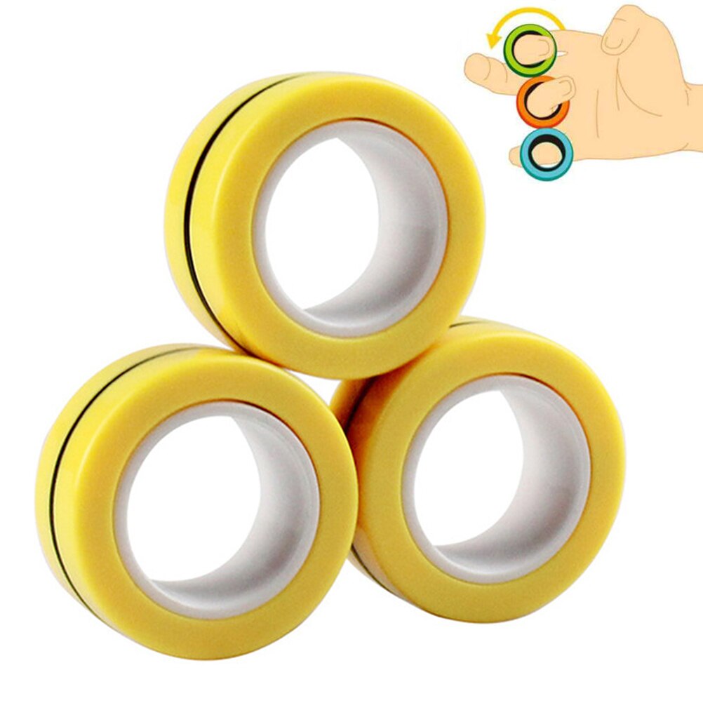 3Pcs Magnetische Armband Ring Kinderen Speelgoed Volwassen Decompressie Speelgoed Party Tonen Armband Ring Speelgoed: Geel