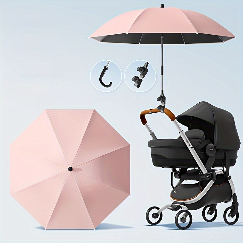 Premium Stroller Umbrella - Waterproof Sun & Rain Protection Durable 190T Canopy Manual Open Outdoor Sunshade Child Umbrella: Red