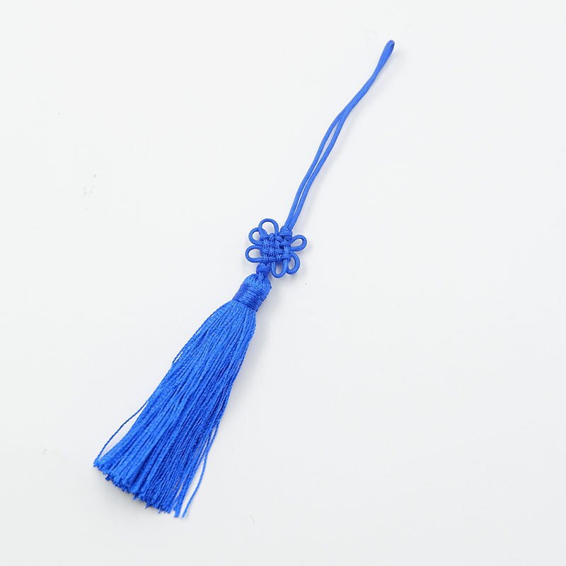 10PC gemischt Farben Chinesischen Knoten Quaste Lesezeichen Kleidung DIY Dekorative Zubehör Auto Schlüssel Tasche Anhänger DIY Handwerk Quaste Randbereich: Saphir Blau