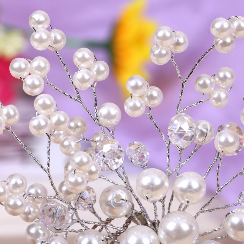 Wedding Hair Accessories Bridesmaid Bridal Hair Accessories Pearl Crystal Tiara Wedding Decoration hair jewelry Hairpins