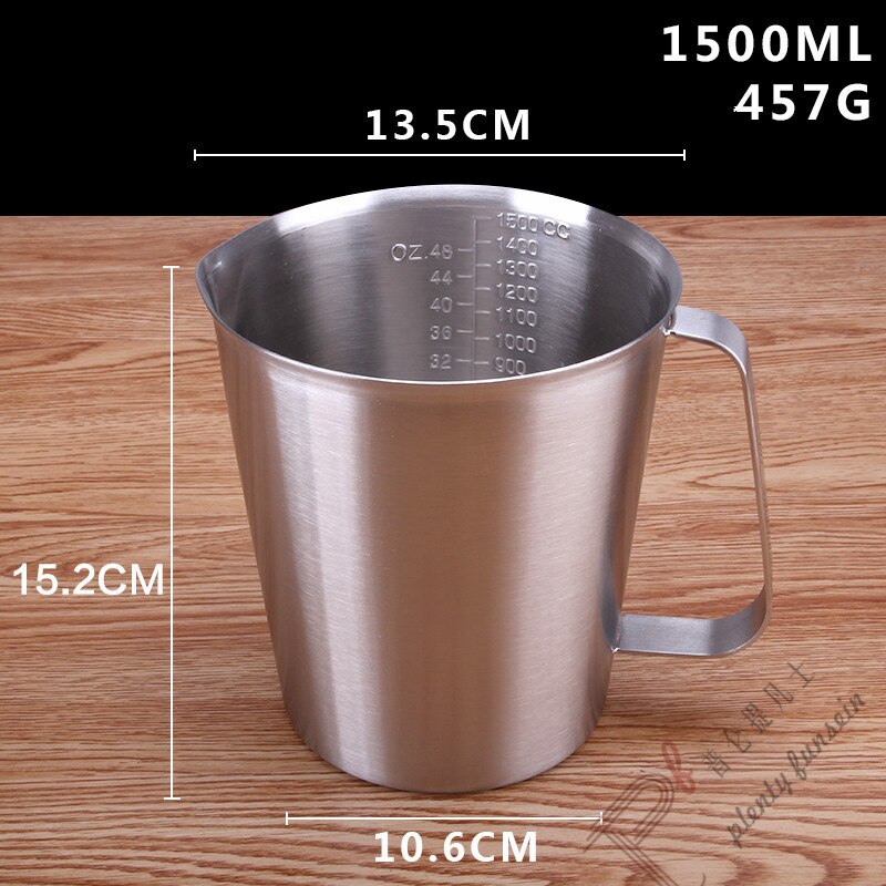 Thickened 304 stainless steel measuring scale cup graduated cylinder milk tea baking eggs spoon 500ml/700ml/1000ml/1500ml/2000ml: 1500ml