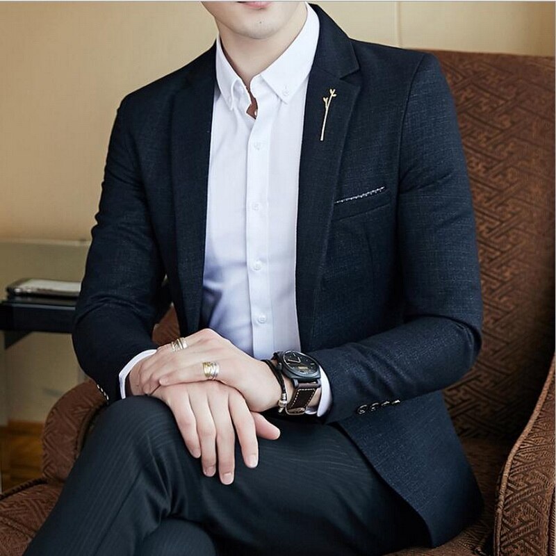 Men Stylish Blazer Dot Striped Blazers Men Slim Fit Blazer Business Casual Blazers M-3XL