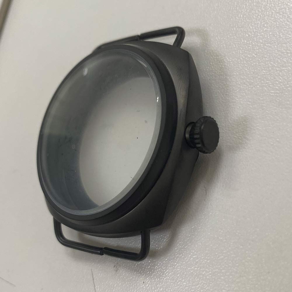 manual watch case 47mm black stainless steel hand winding watch case fit for EAT 6497/6498 movement 005