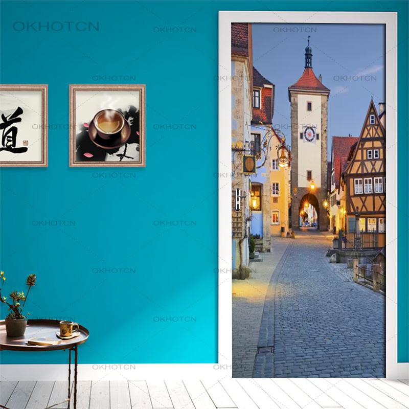 thumbnail image 2 of 3D Tunnel Ladder Pattern Self-adhesive Door Murals Wall Sticker Decal Home Decor 2 of 12