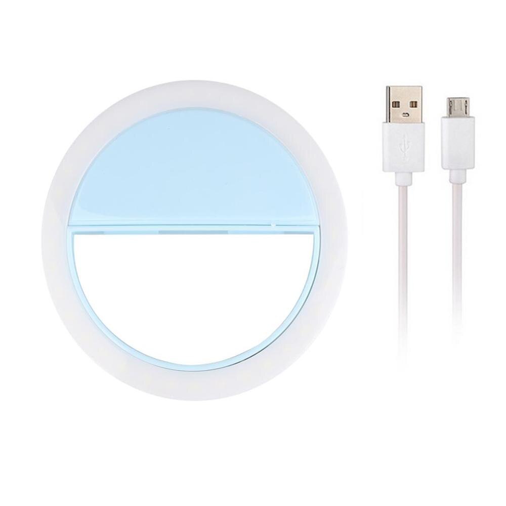 Selfie Rechargeable lampe de poche LED Up téléphone lumineux Selfie anneau lumière Clip photographie amélioration pour iPhone 8X7 Samsung: Blue