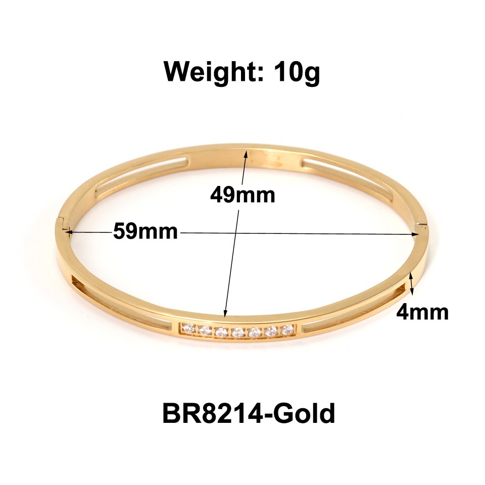Hot!! Nowe piękne miłośników bransoletki kobieta bransoletki 18 K bransoletki ze stali nierdzewnej wkładka cyrkonia złota damska biżuteria na prezent: BR8214-Gold
