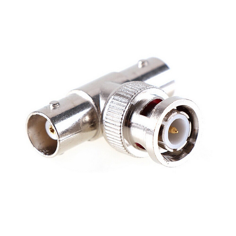 10 unids/lote conector Coaxial T 1 macho a 2 hembra conector BNC de 3 vías para cámara CCTV