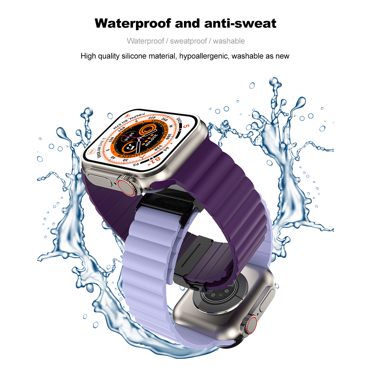 Siliconen band voor Apple Watch Band Ultra 2 49 mm 44 mm 45 mm 42 mm 41 40 mm Metalen gesparmband Iwatch Ultra 9 8 7 6 SE 5 4 Correa