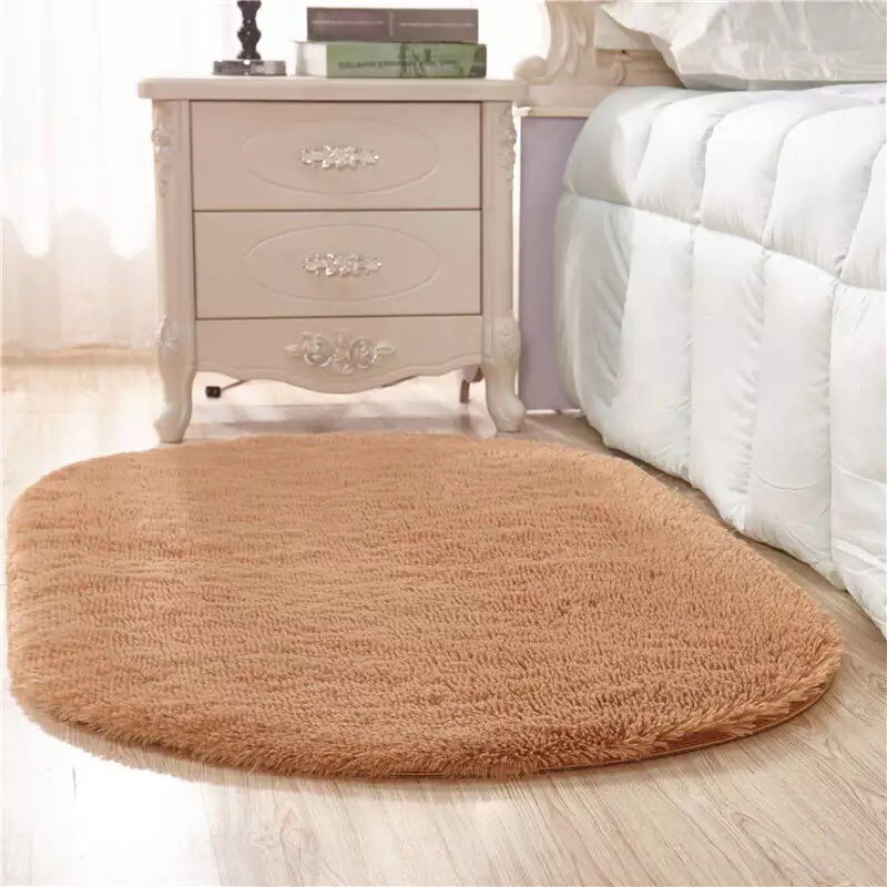 Ensfarget ovale vaskbare gulvmatter til hjemmet stue teppe soverom seng foran teppe salongbord teppe 40 x 60cm h99f: kaki