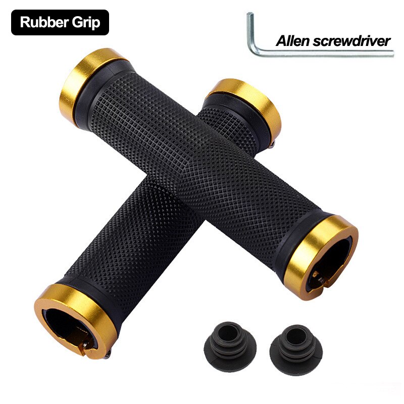 ITMTB-empuñaduras de goma para manillar de bicicleta, puños de aleación, bloqueo Bilateral, antideslizantes, accesorios para BMX: Golden