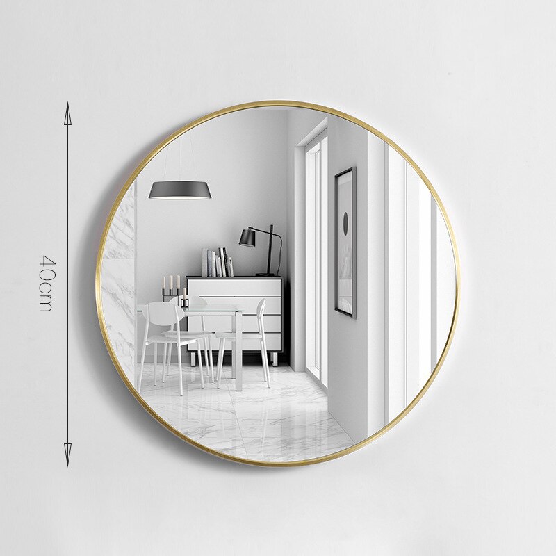 Nordic Bathroom Non-Perforated Bathroom Round Mirror Decorative Wall Mirrors Bathroom Accessories Bath Mirror LD125: gold