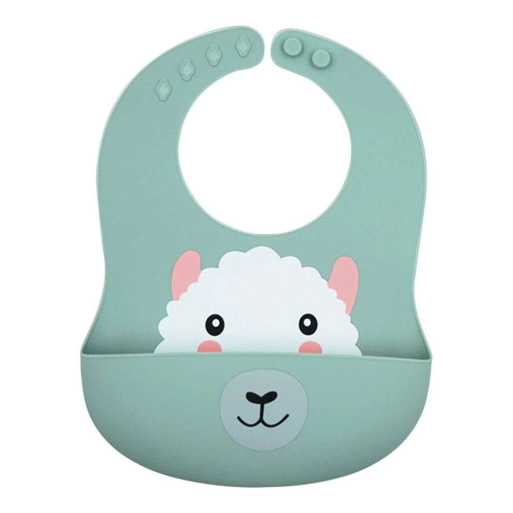 Beveiliging Cartoon Print Baby Slabbetjes Jongens Meisjes Bib Waterdicht Zachte Siliconen Kinderen Burp Doek Kinderen Feeding Bib Met Pocket: Green