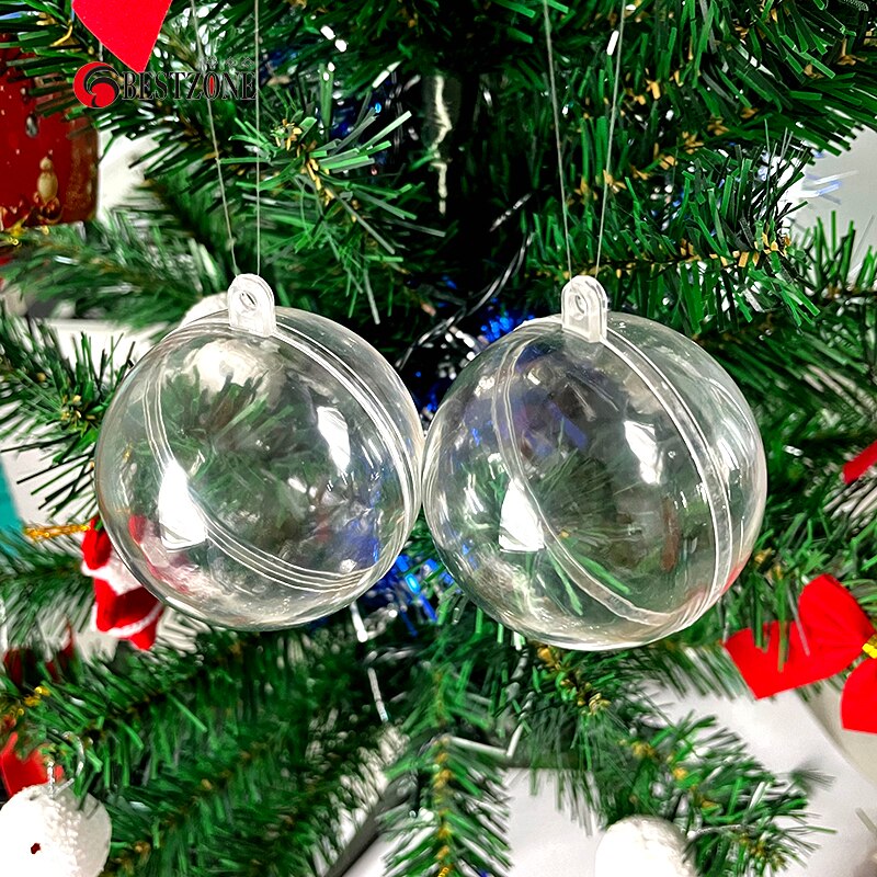 50 Stücke 70 MM 2,76 Zoll Weihnachtskugel Lob Klare Transparente Baumdekoration Kunststoff Leere Ornament Können Neujahr Öffnen
