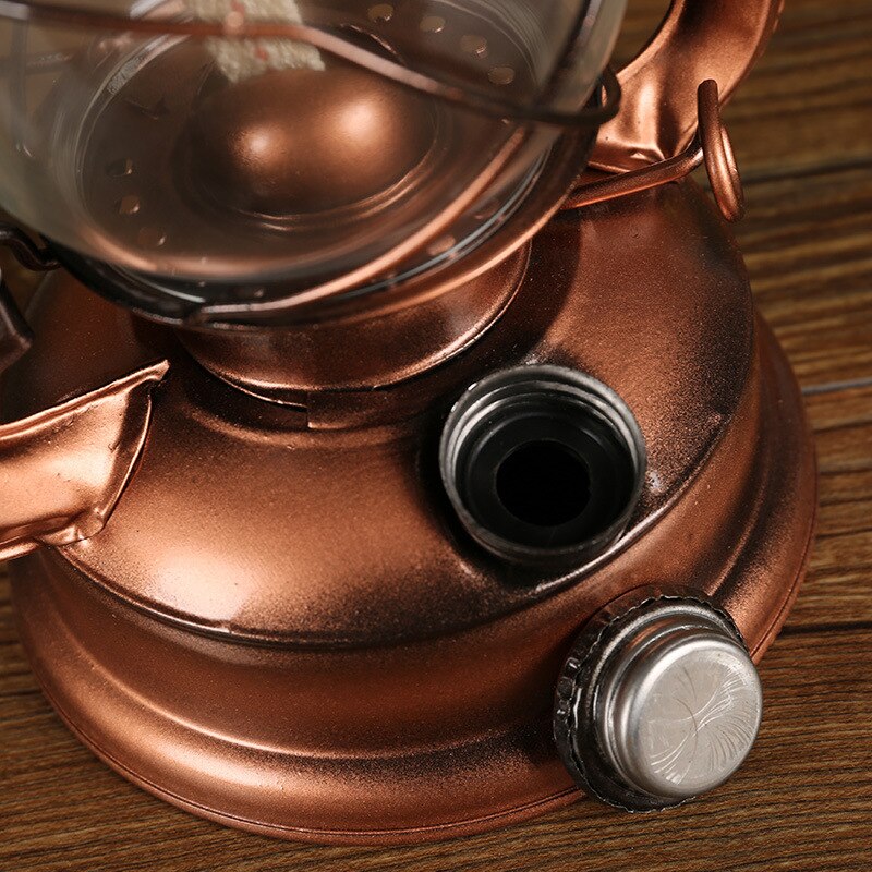 25cm rétro classique kérosène lampe Camping lumière Portable Bronze couleur huile lampe Vintage Photo accessoires en plein air Camping lumières
