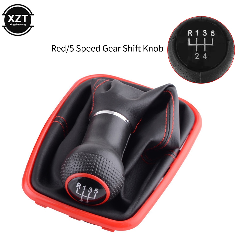 Gear Shift 5 Speed Knop Lever Shifter Gaitor Boot Pu Leer Voor Volkswagen Vw 2003 Golf 4 Iv MK4 Gti R32 Jetta: red