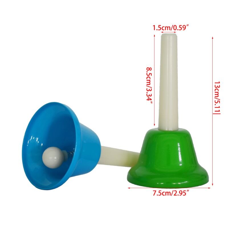 Handbell campana de mano 8-Nota de Metal colorido chico niños Juguete Musical instrumento de percusión