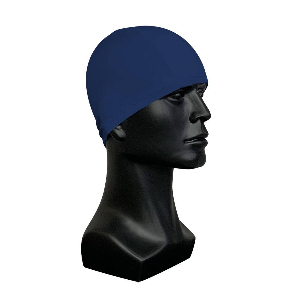 Gorro de baño de tela de poliéster para adultos, gorro de playa de alta elasticidad, Color sólido, Unisex: Navy Blue