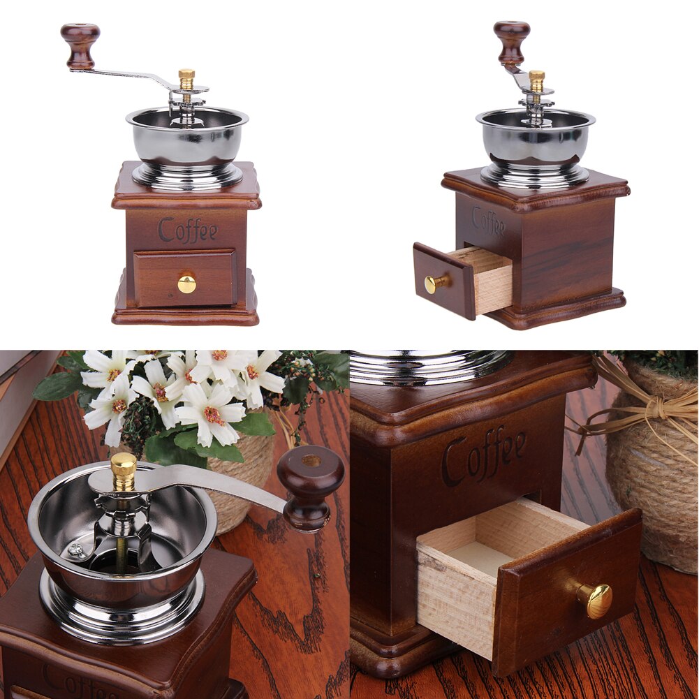 Houten Koffiemolen Handleiding Koffieboon Grinder Retro Hout Delicate Vorm Molen Maker Mini Slijpmachines