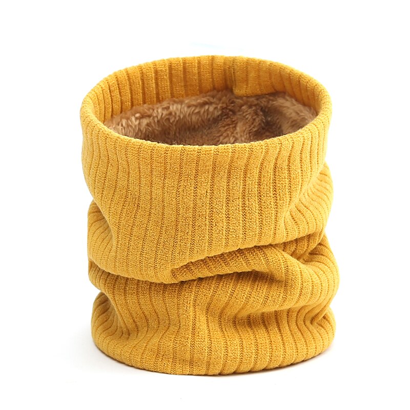 Strik kvinder ring hals tørklæde vinter varm tyk pels bandana bomuld cykel tørklæder unisex mænd cashmere krave wraps: Wb3-4 ingefær