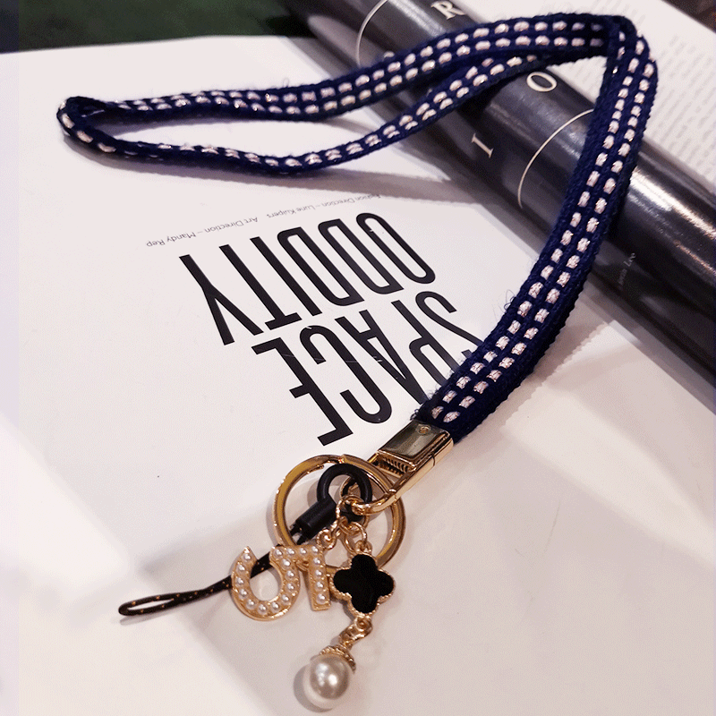 vier Blatt Klee Telefon Schlüsselband Gurt Für iphone huawei redmi samsung xiaomi praktisch Ich würde Karte Lange Hängen Seil Schnur: dunkel blau