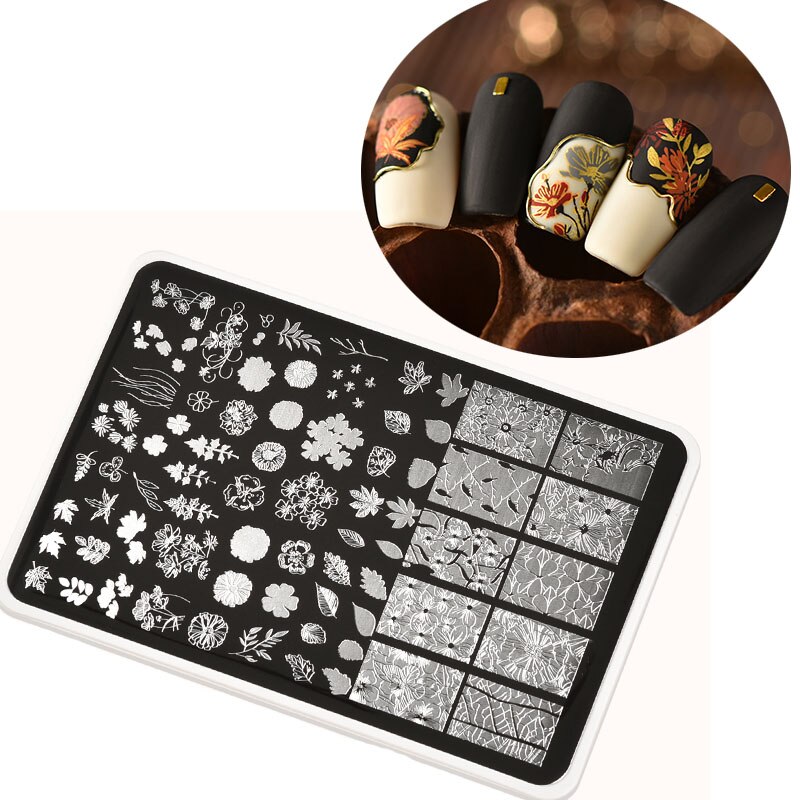 XXL 15cm Rectangle Nail Stamping Plates Stainless Steel Autumn Overprint Stamp Stencils Big Rectangle Nail Stamping Plates