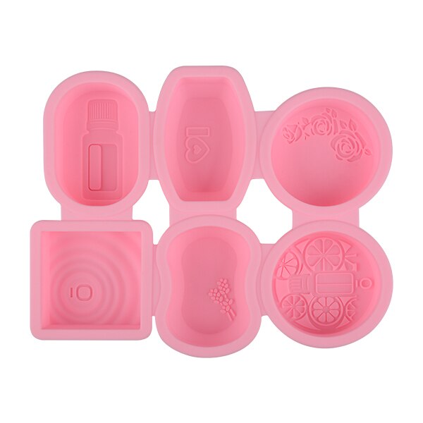 SJ moule à savon réutilisable en Silicone | Moule rond ovale carré pour le bricolage, fabrication de savon 3D forme de savon artisanale 6 motifs faits à la main: Default Title