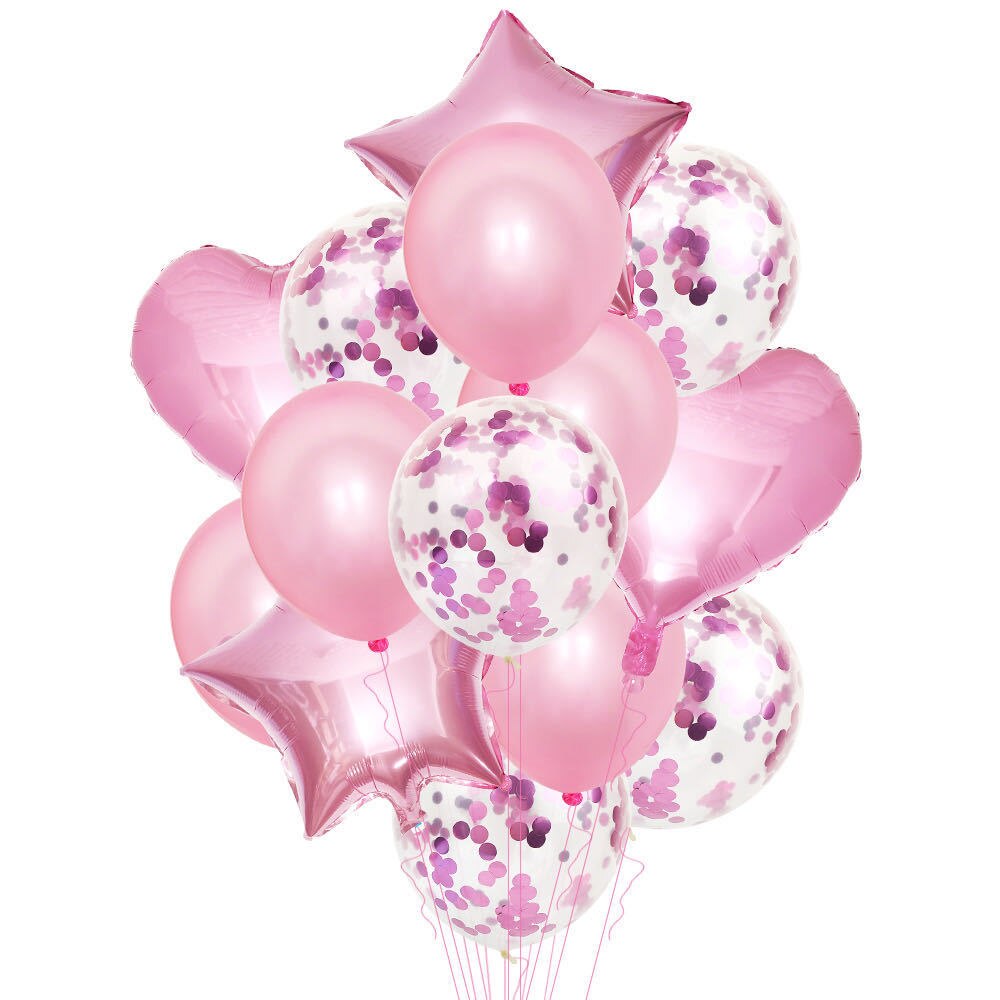 14 stk/sæt 18 tommer hjerte stjerne folie balloner 12 tommer latex konfetti helium air ball globo multifarvet bryllup fødselsdagsfest forsyninger: T8
