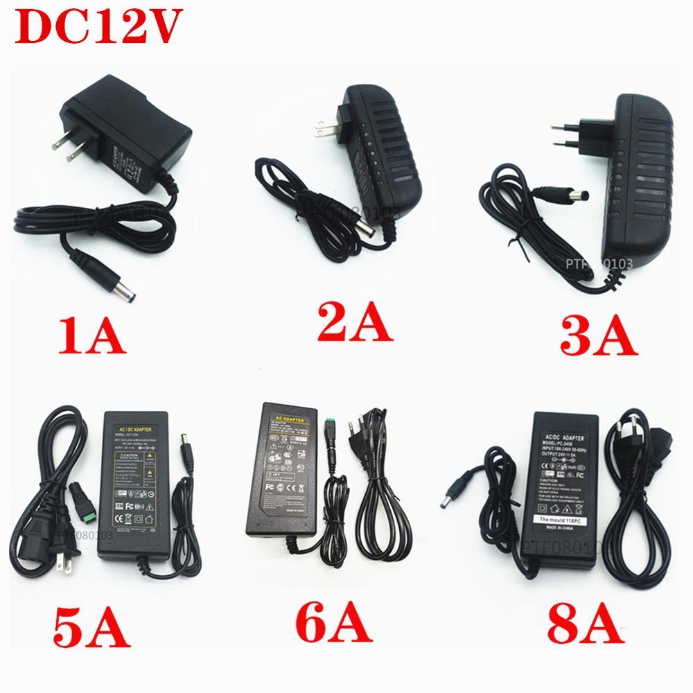 AC110 220V Power Supply Adapter Transformer 2A 3A 5A 8A DC 5V 12V 24V US/EU/UK/AU Plug For 5050 2835 LED Strip