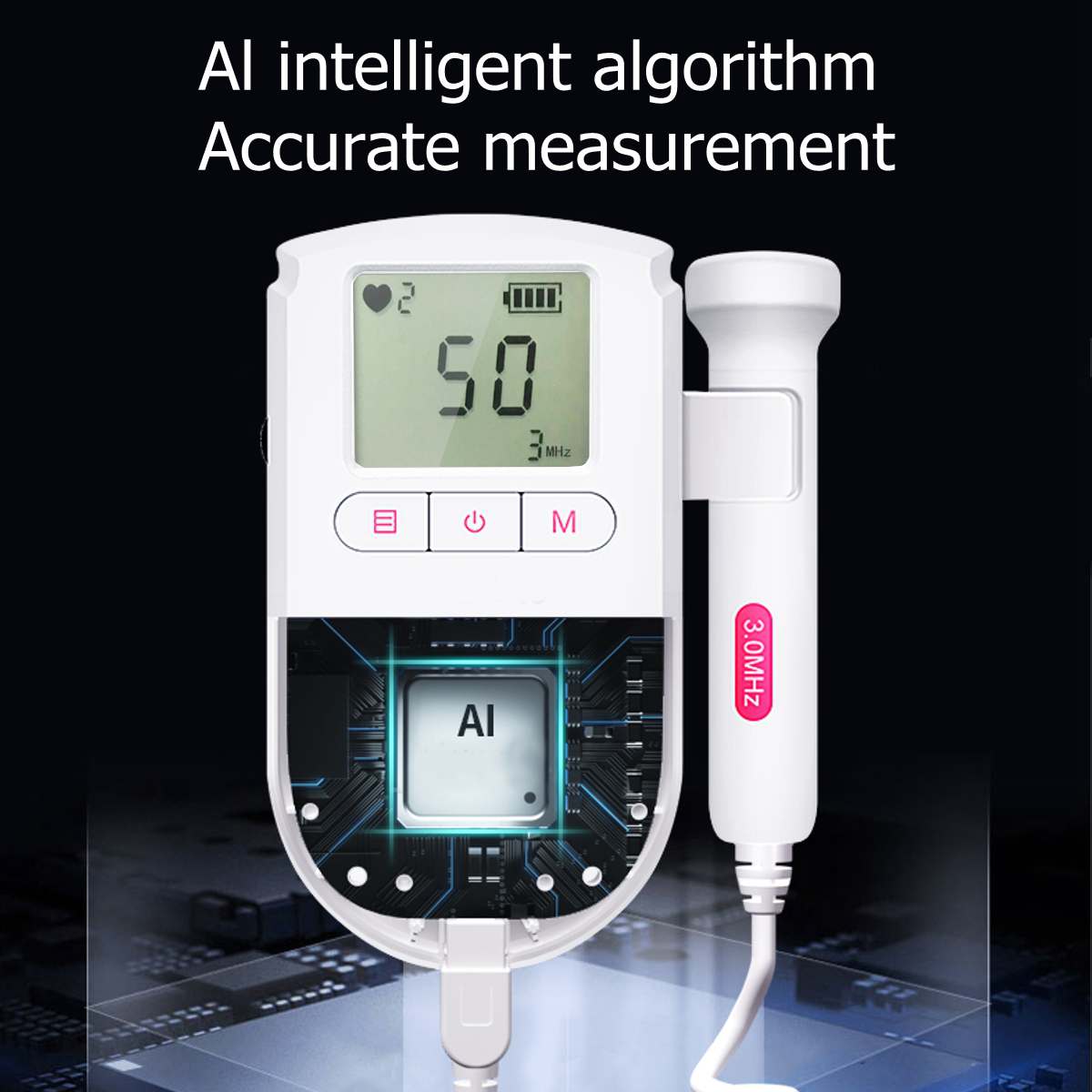 Baby Heartbeat Ultrasonic Tire Sound Meter Monitor Portable Household Hospital Equipment Doppler Fetal 3MHZ