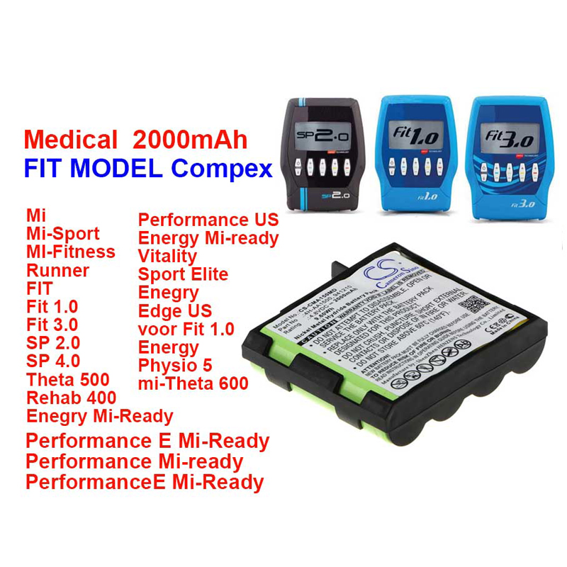 Batterie Compex Mi-dehors, Mi-Fitness Runner, Enegry Mi-Ready Vitas Manually Fit, dehors Elite, Mi Theta 2000, 941210, 600 mAh, 4H-uto 1500, 500