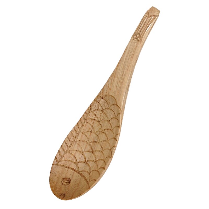Cuillère à riz en bois en forme de poisson, pagaie à riz en forme de poisson, cuillère de service, cuillère à riz, manche ergonomique pour ustensiles de cuisine antiadhésifs