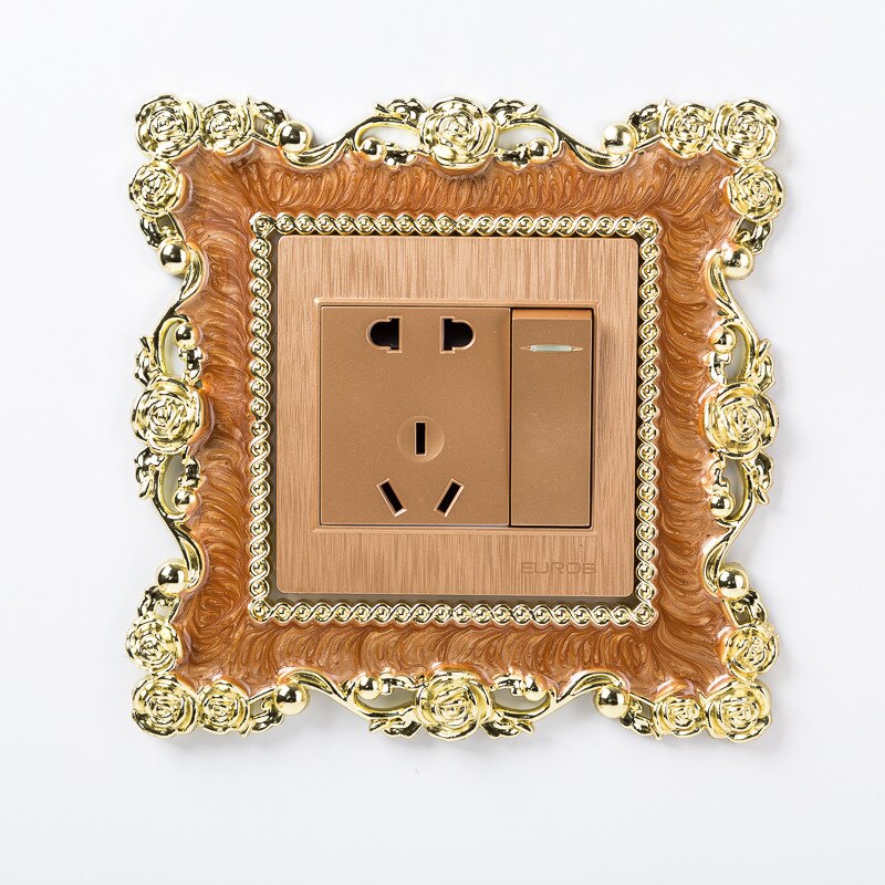 1PC Home Switch Cover Square Shape Switch Wall Light Socket Stickers Room Decoration: Coffee