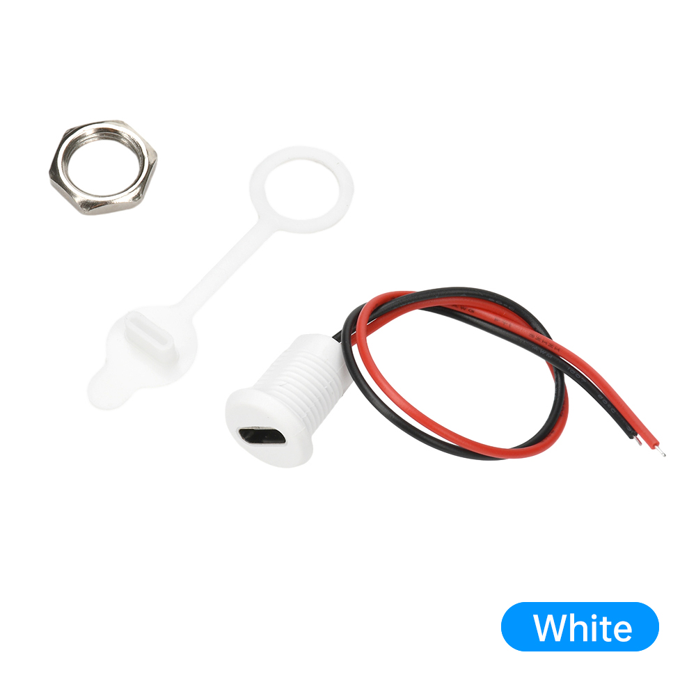 2Pin Draad LED-licht USB Type-c Waterdichte Connector Directe Vrouwelijke Basis Vrouwelijke Socket Oplaadinterface Voeding: Donkergrijs