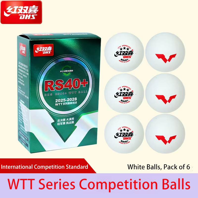 DHS RS40+ Table Tennis Balls WTT PCR Material 40+mm Ping Pong Balls with Seam for Training Competition ITTF Approved