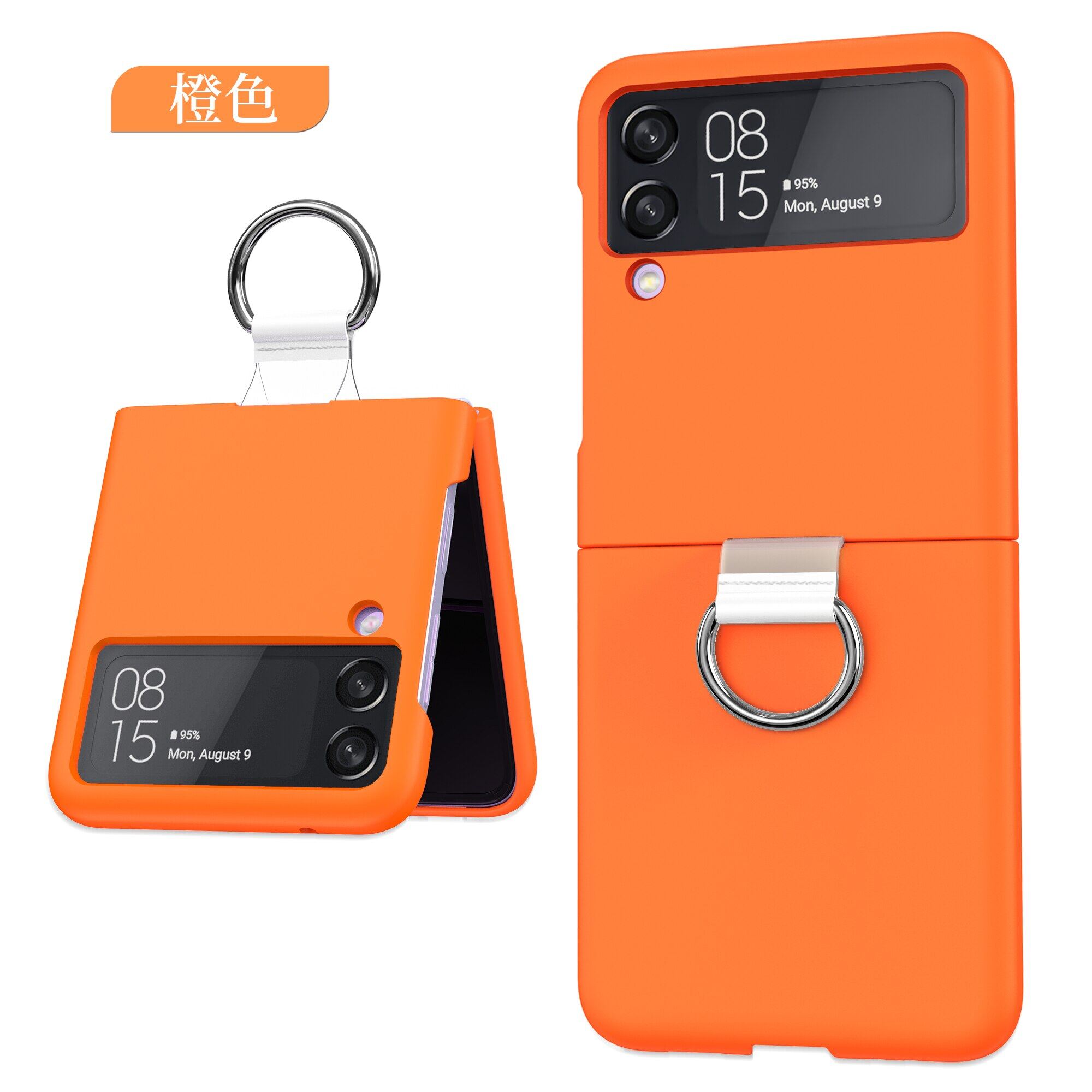 Ultradunne Matte Phone Case Voor Samsung Galaxy Z Flip 3 5G Met Ring Hard Pc Shockproof Terug cover Voor Galaxy Z Flip 3: Oranje