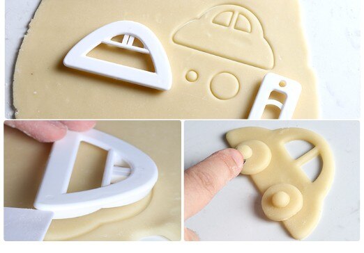 Cookie Mold 2 Stks/partij Leuke Auto Cakevorm Gebak Fondant Plastic Mold Voor Cake Cupcake Decoratie Keuken Bakvorm