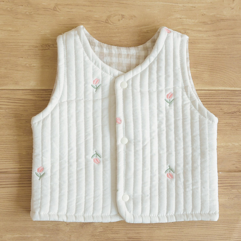 Baby Vesten Winter Herfst Dikke Katoenen Gewatteerde Geborduurde Beer Pasgeboren Vest Baby Jongens Meisjes Jas Jas Kleding 3-24M: rose