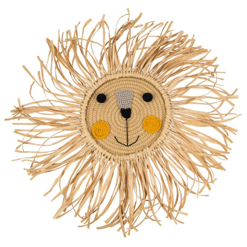 Animal tête mur ornement bébé fille chambre dessin animé Lion suspendus décorations coton fil tissage décor tenture murale jouets: 2