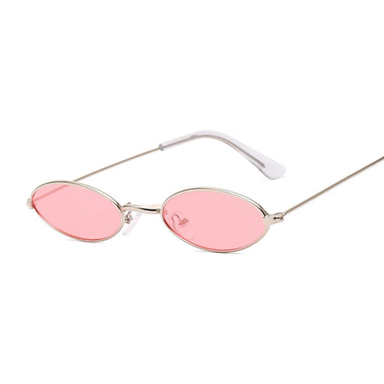 Lunettes de soleil ovales roses, petite monture, rondes pour femmes, de styliste Vintage: SilverPink
