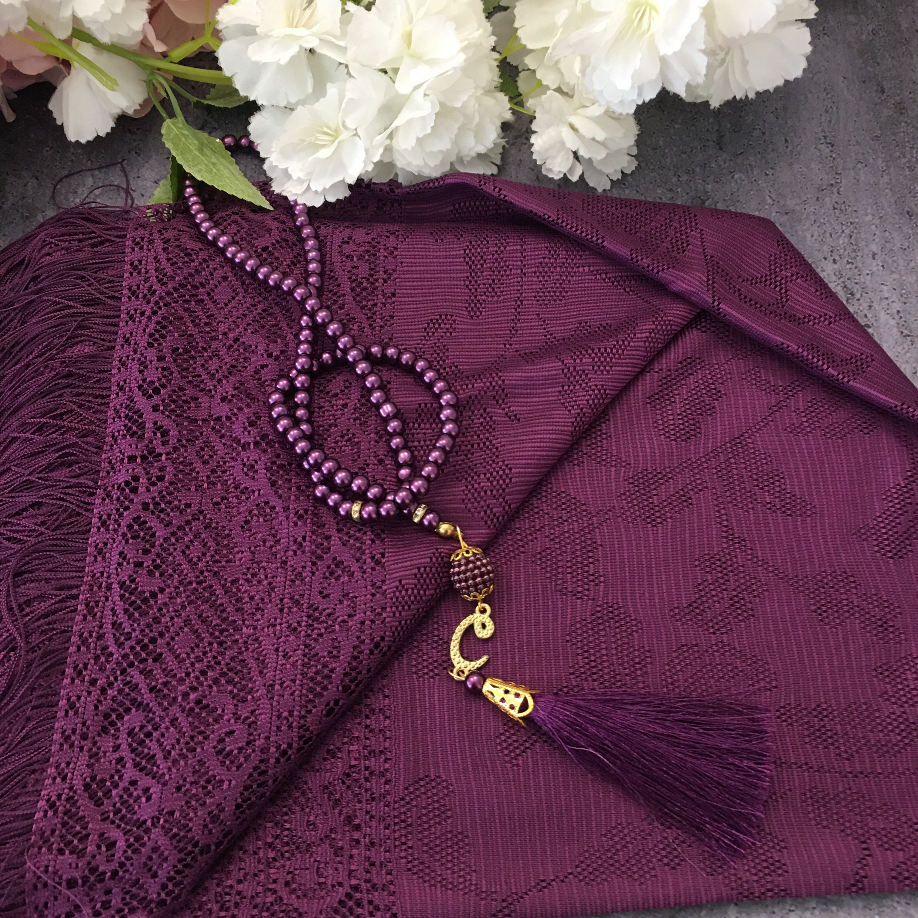 Violetti huivi tasbeeh setti, huivit islamilainen muslimi , huivit naiselle, islamilainen äidille, eid , muslimi
