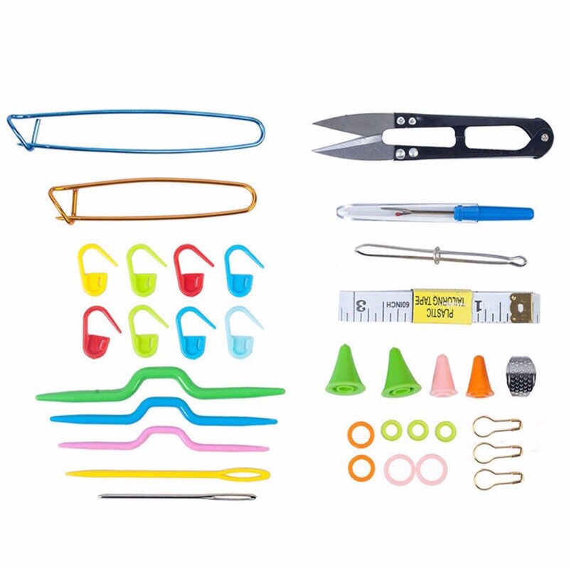 Kit de herramientas de punto útiles para niños, accesorios de ganchillo con gancho de aguja, suministros de punto DIY con funda