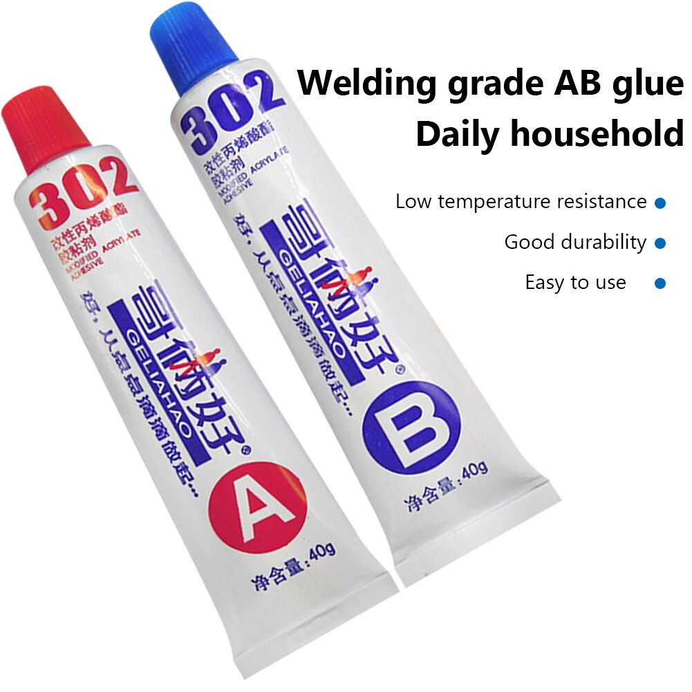 20-80g Quick-Drying AB Glue Strong Adhesion Metal Iron Aluminum Wood Ceramic Tile Super Glue High Temperature Welding Glue 302
