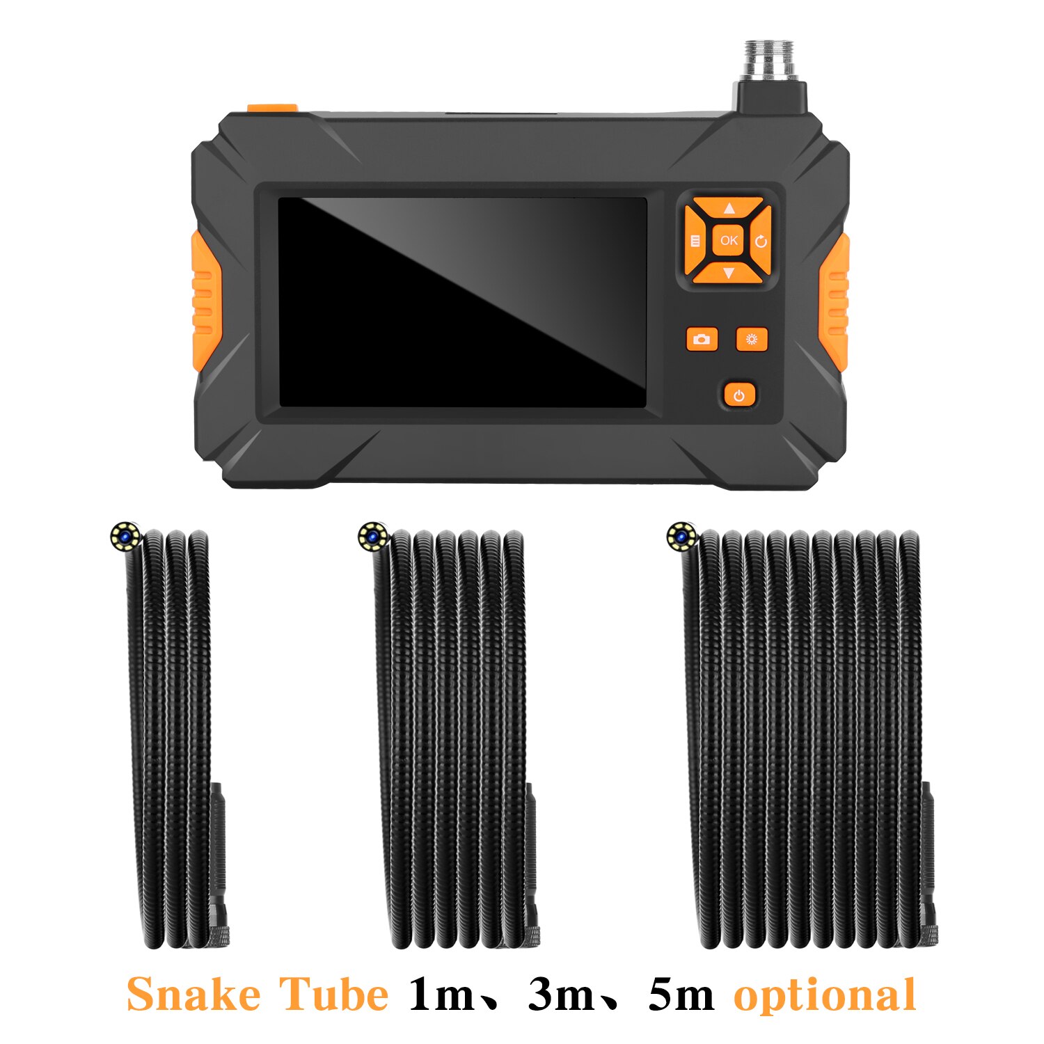 4.3- tommer farve lcd hd håndholdt skærm endoskop 1080p p30 orange konfigurerbare slange rør hårdtråd industrirør endoskop