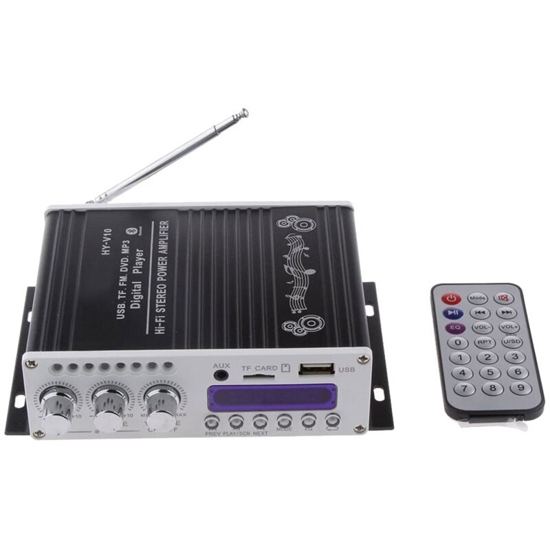 Mini Bluetooth Hi-Fi Stereo Audio AMP Amplifier Bass Booster MP4 12V Support FM/MP3/TF/USB/DVD For Car Motorcycle: Fuchsia