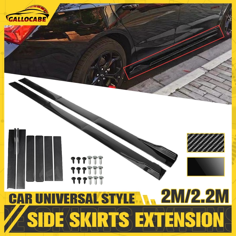 6PCS 2m/2.2m Universal Side Skirts Extension Rocker Panels Lip Splitters Bumper Car Styling For BWM Benz For Toyota Tesla For VW
