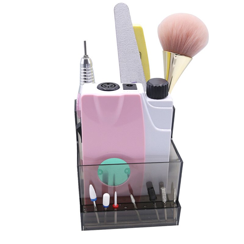 Nagel Polijstmachine Display Box Nail Manicure Opbergdoos Draagbare Container Acryl Organizer Nail Gereedschap (Roze)