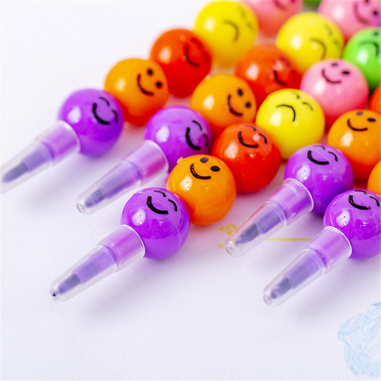 7 Color Crayons Cartoon Smiley Face Expression Candy Gourd Pen Children Students Painting Stationery School Office Supplies