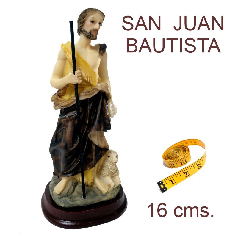 Figura San Juan Bautista 16 cms. De una Cruz de Caravaca y 4 estampas