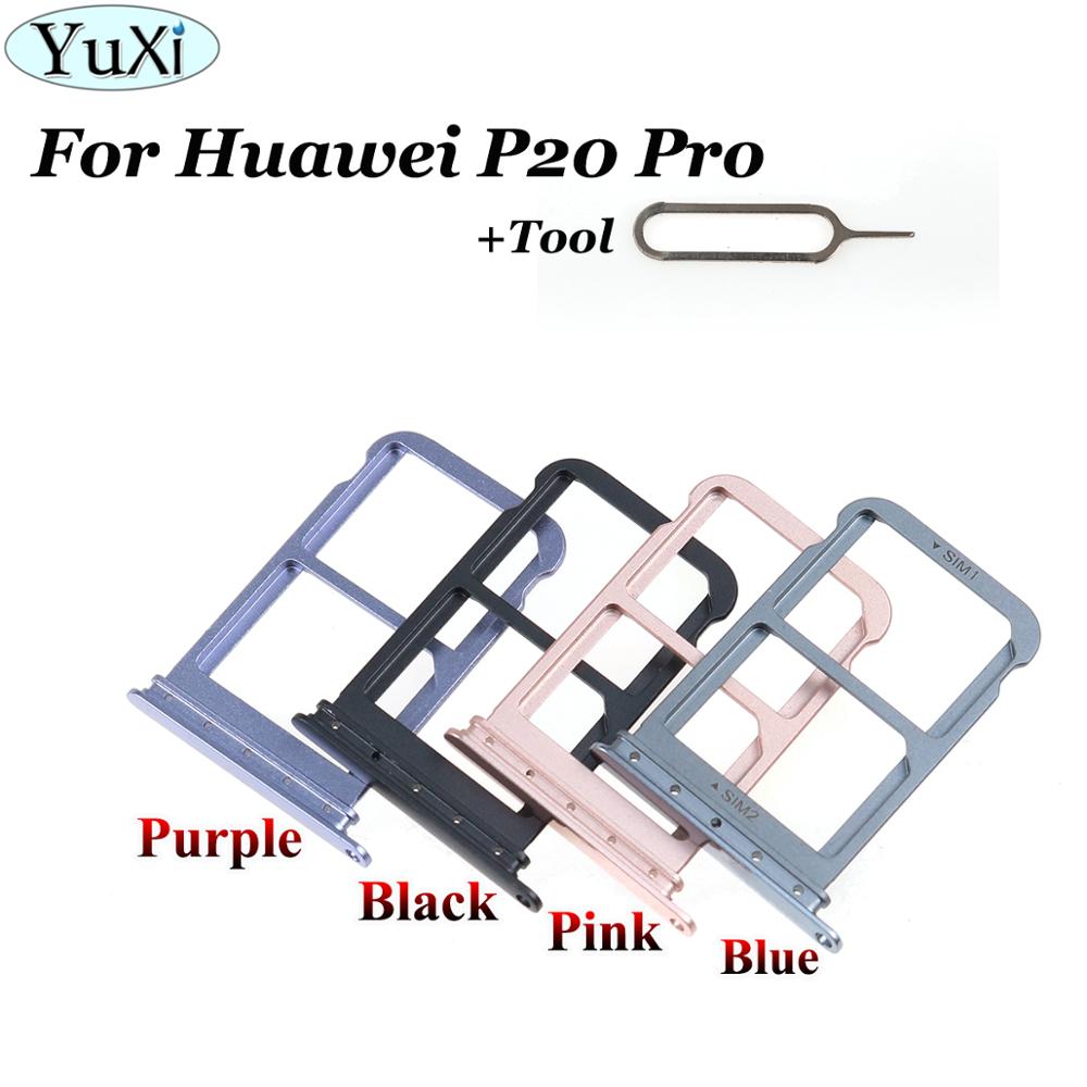 YuXi Voor Huawei P20 Pro Sim-kaart Lade Houder Slot Adapter Socket Dual SIM Vervangende Onderdelen Zwart/Roze/ blauw/Paars met Tool