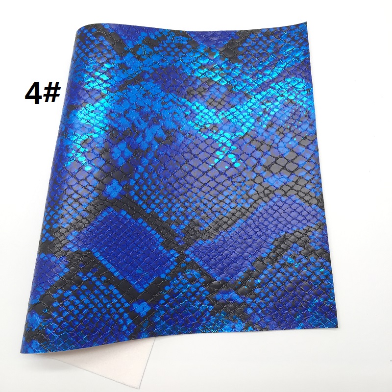 Tela metálica de piel sintética de serpiente, hojas de cuero sintético, para hacer lazos, R2033A, 21x29cm, 1 unidad: 4